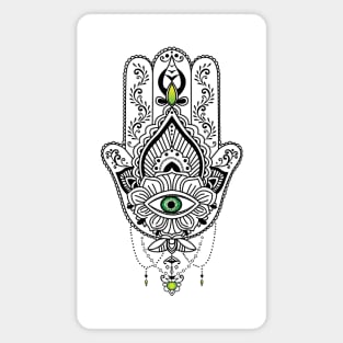 Hamsa with Green Eye Magnet